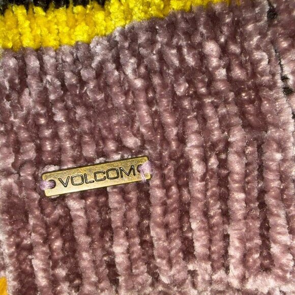 Volcom Bubble Tea Sweater Women's Boxy Striped Brown Purple Gray yellow Sweater - Picture 5 of 8